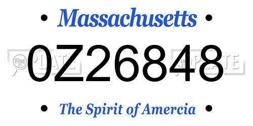 0Z26848 Massachusetts License Plate