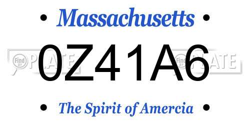 0Z41A6 Massachusetts License Plate