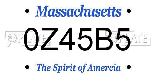 0Z45B5 Massachusetts License Plate