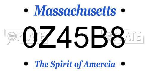 0Z45B8 Massachusetts License Plate