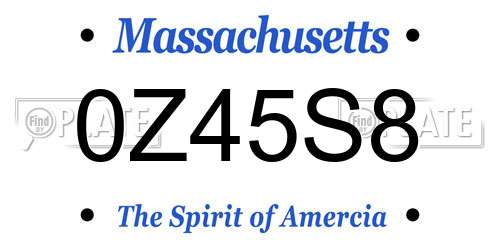 0Z45S8 Massachusetts License Plate