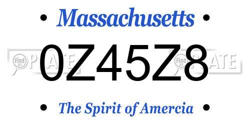 0Z45Z8 Massachusetts License Plate