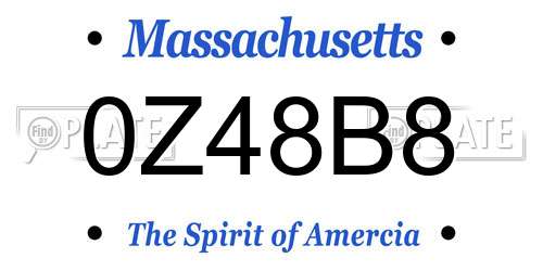 0Z48B8 Massachusetts License Plate