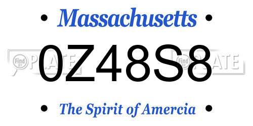 0Z48S8 Massachusetts License Plate