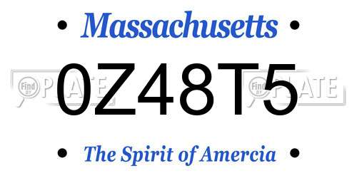 0Z48T5 Massachusetts License Plate