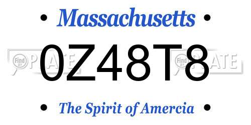 0Z48T8 Massachusetts License Plate