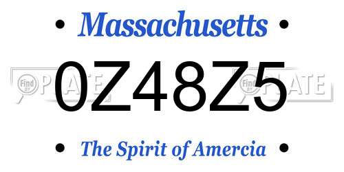0Z48Z5 Massachusetts License Plate