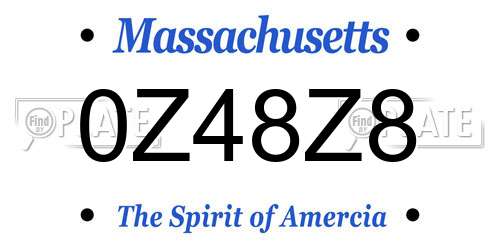 0Z48Z8 Massachusetts License Plate