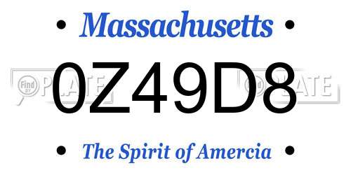 0Z49D8 Massachusetts License Plate