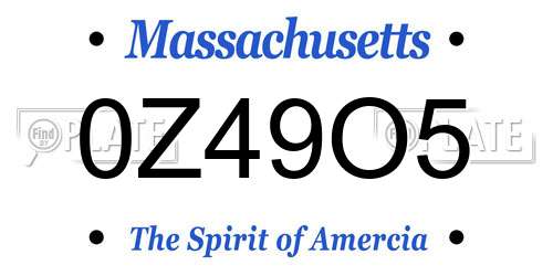 0Z49O5 Massachusetts License Plate