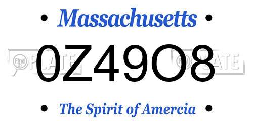 0Z49O8 Massachusetts License Plate