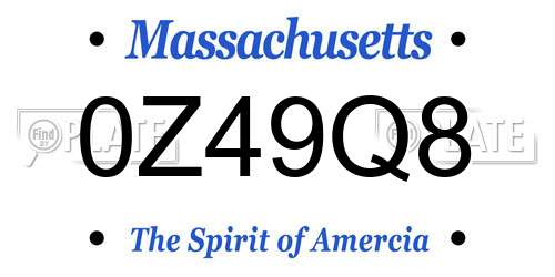 0Z49Q8 Massachusetts License Plate