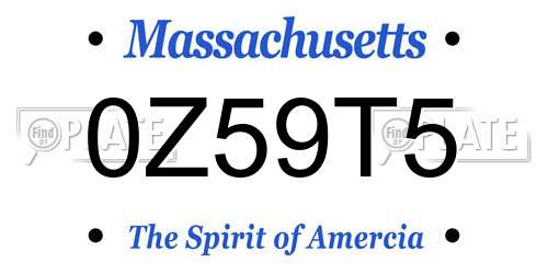 0Z59T5 Massachusetts License Plate