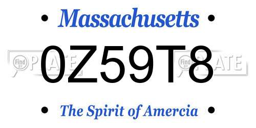 0Z59T8 Massachusetts License Plate