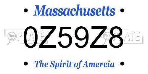 0Z59Z8 Massachusetts License Plate