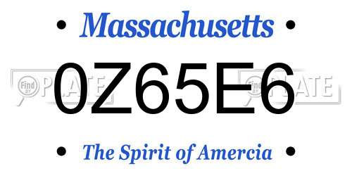 0Z65E6 Massachusetts License Plate