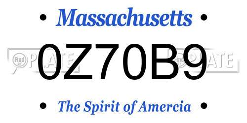 0Z70B9 Massachusetts License Plate