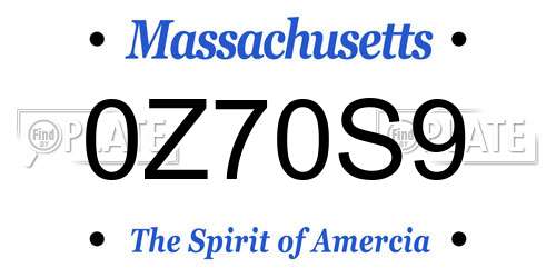 0Z70S9 Massachusetts License Plate