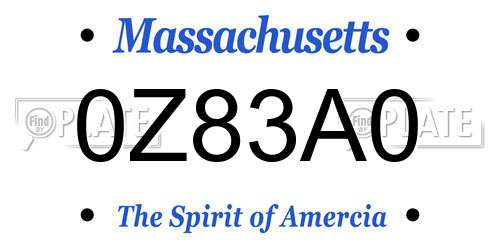 0Z83A0 Massachusetts License Plate