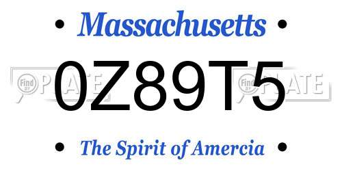 0Z89T5 Massachusetts License Plate