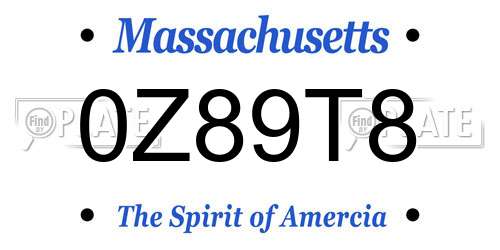 0Z89T8 Massachusetts License Plate