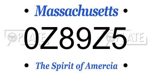 0Z89Z5 Massachusetts License Plate