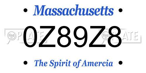 0Z89Z8 Massachusetts License Plate