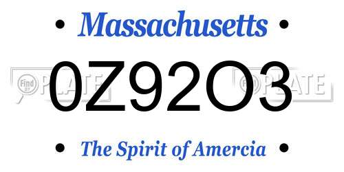 0Z92O3 Massachusetts License Plate