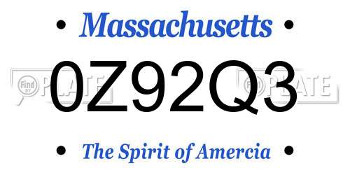 0Z92Q3 Massachusetts License Plate