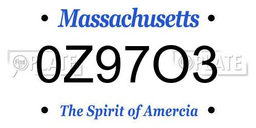 0Z97O3 Massachusetts License Plate