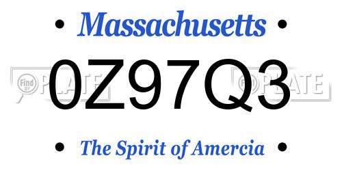 0Z97Q3 Massachusetts License Plate