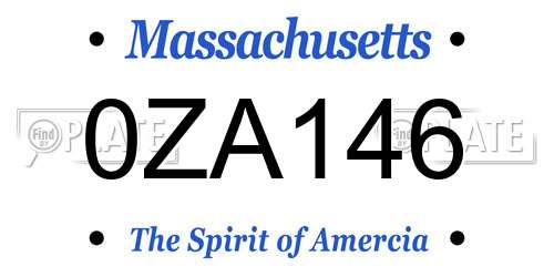 0ZA146 Massachusetts License Plate