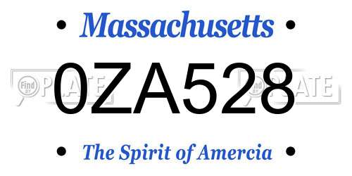 0ZA528 Massachusetts License Plate