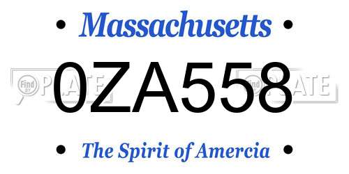 0ZA558 Massachusetts License Plate
