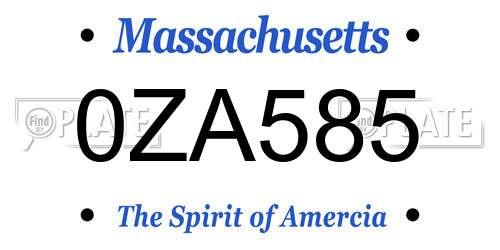0ZA585 Massachusetts License Plate