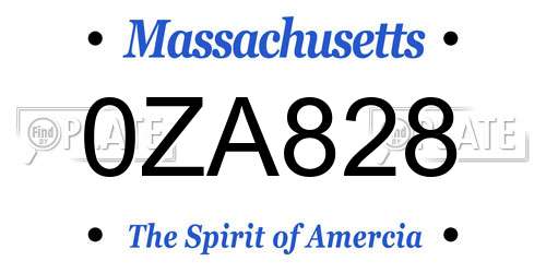 0ZA828 Massachusetts License Plate