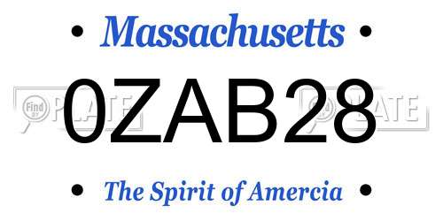 0ZAB28 Massachusetts License Plate