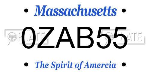 0ZAB55 Massachusetts License Plate