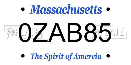 0ZAB85 Massachusetts License Plate