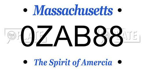 0ZAB88 Massachusetts License Plate