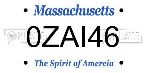 0ZAI46 Massachusetts License Plate