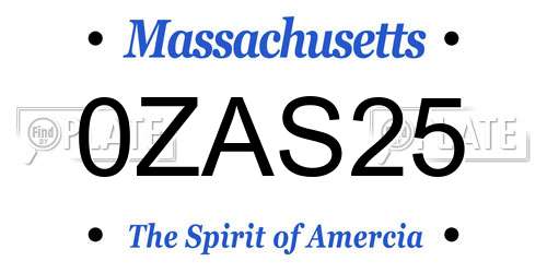 0ZAS25 Massachusetts License Plate