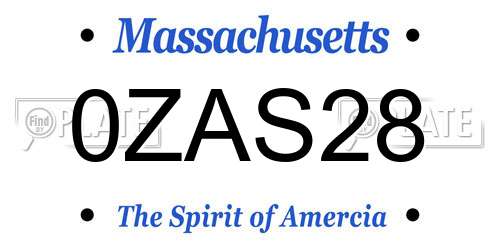 0ZAS28 Massachusetts License Plate