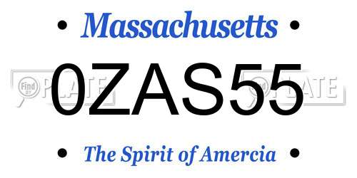 0ZAS55 Massachusetts License Plate