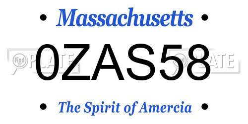 0ZAS58 Massachusetts License Plate