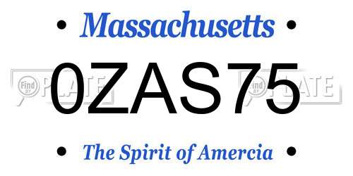 0ZAS75 Massachusetts License Plate