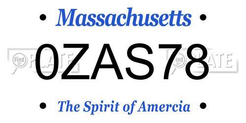 0ZAS78 Massachusetts License Plate