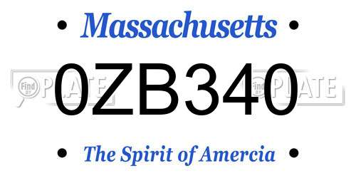 0ZB340 Massachusetts License Plate