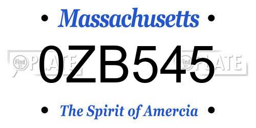 0ZB545 Massachusetts License Plate