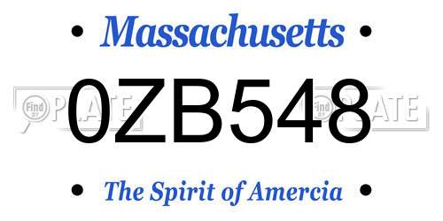 0ZB548 Massachusetts License Plate
